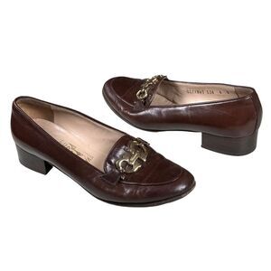 Salvatore Ferragamo Women's Brown Loafer Gancini Shoes‎ Sz 6 B Made in Italy